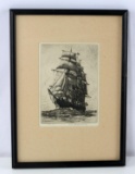 Y.E. SODERBERG SIGNED ETCHING OF CLIPPER SHIP