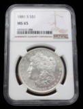 1881 S MORGAN DOLLAR $1 SILVER COIN NCG MS65