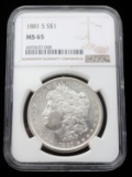 1881 S MORGAN DOLLAR $1 SILVER COIN NCG MS65