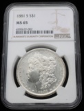 1881 S MORGAN DOLLAR $1 SILVER COIN NCG MS65