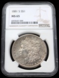 1881 S MORGAN DOLLAR $1 SILVER COIN NCG MS65