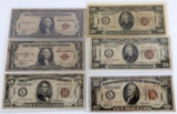LOT OF 6 WWII HAWAII EMERGENCY BANKNOTES $57 FACE