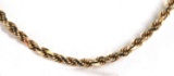 14KT GOLD ROPE CHAIN NECKLACE 1.4MM