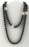 BLACK JADE PEARL AND 14KT GOLD NECKLACE