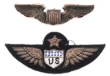 US ARMY AIR CORPS SENIOR PILOT WINGS AND WWII WING