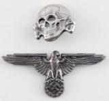 WWII GERMAN THIRD REICH SILVER SS VISOR PIN SET