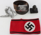 WWII GERMAN SS ARMBAND BELT BUCKLE STAMP RIBBON