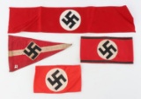 WWII GERMAN REICH SS ARMBAND & HJ PENNANT LOT