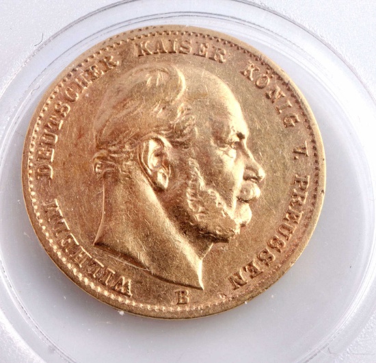1873 WILHELM 1 PRUSSIAN 10 MARK GOLD COIN