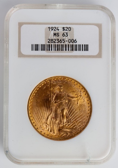 1924 $20 ST GAUDENS GOLD 1 OZ COIN MS 63