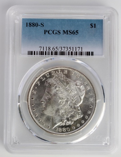 1880 S $1 MORGAN DOLLAR SILVER COIN PCGS MS 65