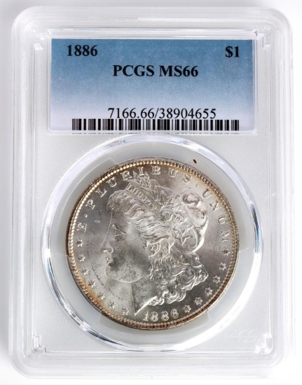 1886 $1 MORGAN DOLLAR SILVER COIN PCGS MS 66