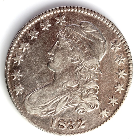 1832 CAPPED BUST REEDED 50C SILVER COIN