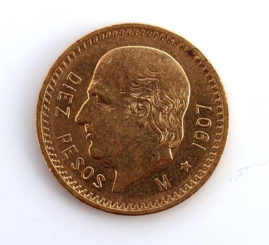 1907 ESTADOS UNIDOS MEXICANOS 10 PESOS GOLD COIN