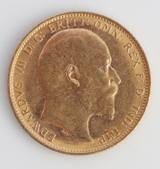 1902 BRITISH GOLD SOVEREIGN EDWARD VII COIN