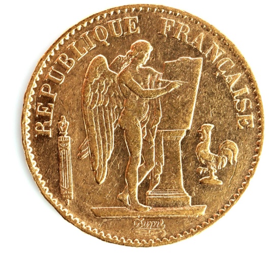 1878 FRANCE GOLD 20 FRANC LUCKY ANGEL COIN