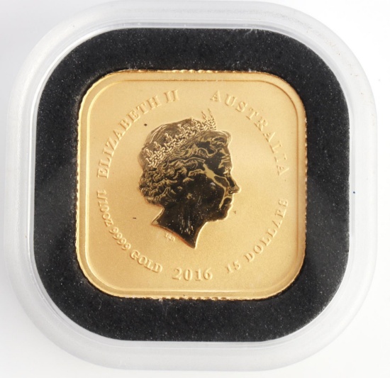 2016 1/10TH $15 GOLD AUSTRALIA SQUARE MAP COIN BU