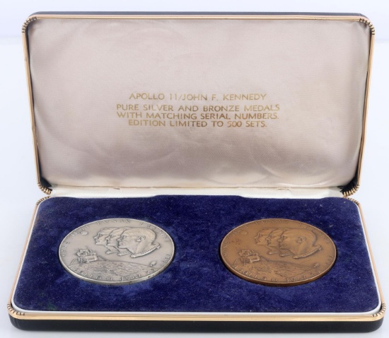 APOLLO 11 JOHN F. KENNEDY SILVER BRONZE MEDAL SET