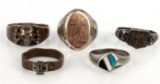 5 WWI WWII GERMAN SILVER RING LOT SS NORTH AFRIKA