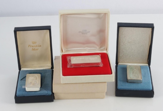 3 FRANKLIN MINT STERLING SILVER CHRISTMAS INGOTS