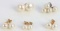 6 GOLD POST CULTURED PEARL EARRING STUD SETS