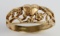 14K YELLOW GOLD FLORAL HEART RING ANTIQUE SZ 8.25