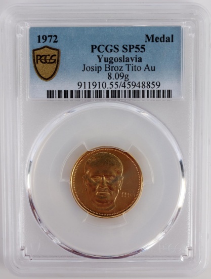 1972 YUGOSLAVIA TITO GOLD COIN PCGS SP55 AU