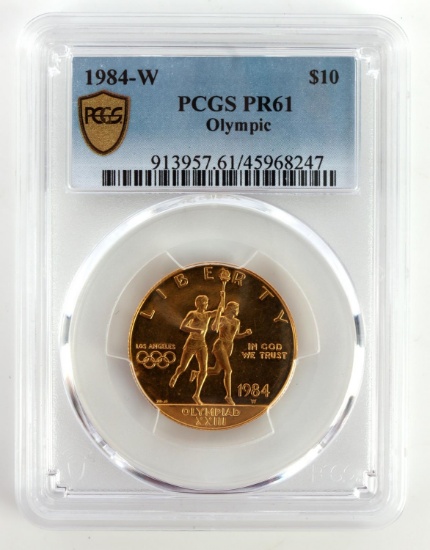 1984 W OLYMPIC $10 COMMEMORATIVE GOLD COIN PR61