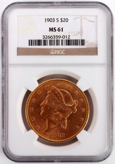 1903 S GOLD DOUBLE EAGLE COIN NGC MS61