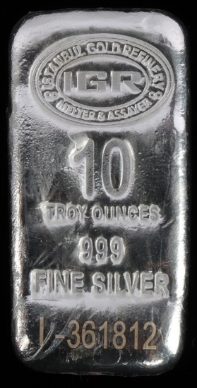 IGR 10 OZT. .999 FINE SILVER BAR INGOT 10 OUNCE