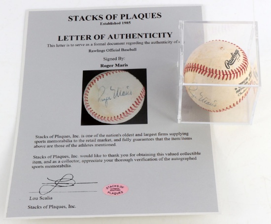 NEW YORK YANKEES ROGER MARIS SIGNED BASEBALL W COA