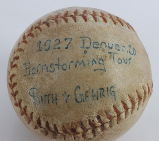 1927 BABE RUTH LOU GEHRIG AUTOGRAPH BASEBALL