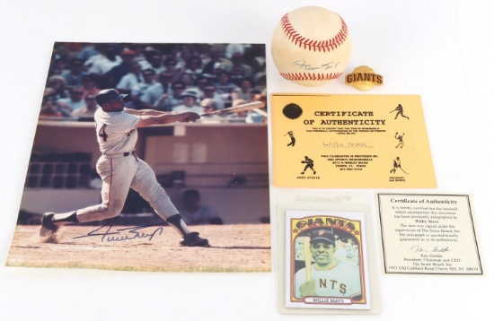 SF GIANTS WILLIE MAYS AUTOGRAPHED BASEBALL & PHOTO