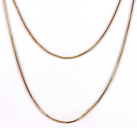 14K YELLOW GOLD BOX CHAIN NECKLACE 32 INCH