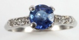 PLATINUM IRIDIUM CEYLON SAPPHIRE & DIAMOND RING