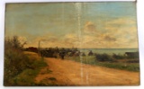 19TH CENTURY NORMANDY COAST FRANCE OIL PAINTING