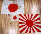 WWII JAPANESE FLAG & MEDALS LOT OF 6 CREW SIGNED