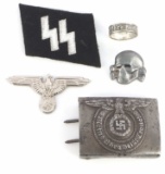 WWII GERMAN REICH SS RING BELT BUCKLE DEATH HEAD