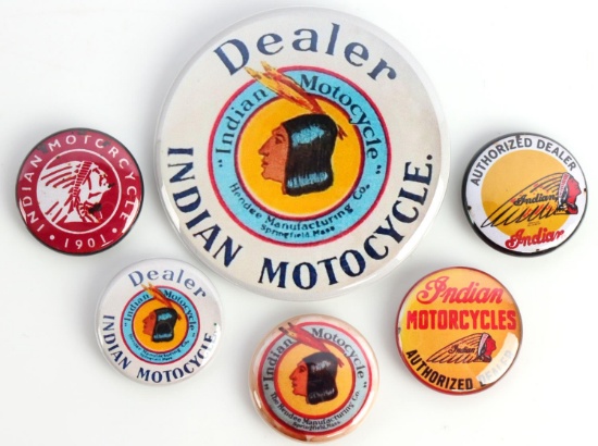 INDIAN MOTORCYCLE DEALER CELLULOID BUTTONS