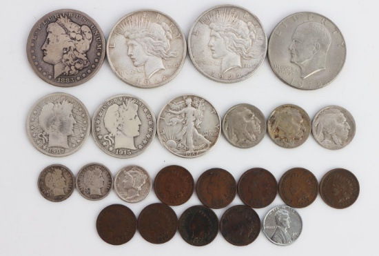 COIN COLLECTION SILVER DOLLAR DIME CENT & 50C