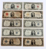 8 BANKNOTE LOT SILVER CERTIFICATE STAR FUNNY BACK