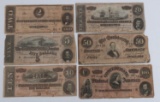 6 CONFEDERATE STATES BANKNOTE LOT 100 50 20 10 5 2