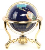 GEMSTONE EARTH TABLE GLOBE IN BRASS STAND