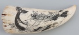 19TH CENTURY WHALE TOOTH SCRIMSHAW WHALING SCENE