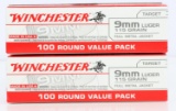 200 ROUNDS WINCHESTER 9MM LUGER 115 GRAIN FMJ AMMO