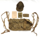 3 WWII UNITED STATES ARMY PACK POUCH HAT MANUAL