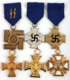 6 WWII GERMAN WAFFEN SS POLIZEI SERVICE MEDALS