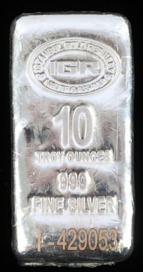 10 OZ .999 FINE SILVER BULLION INGOT BAR