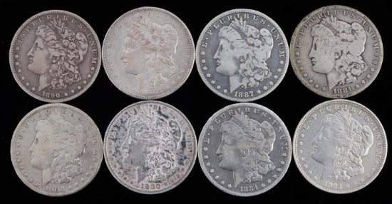 MORGAN DOLLAR SILVER DOLLAR COIN LOT OF 8 G-EF