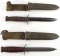 US M3 UTICA AND US M3 CASE FIGHTING KNIFE LOT OF 2